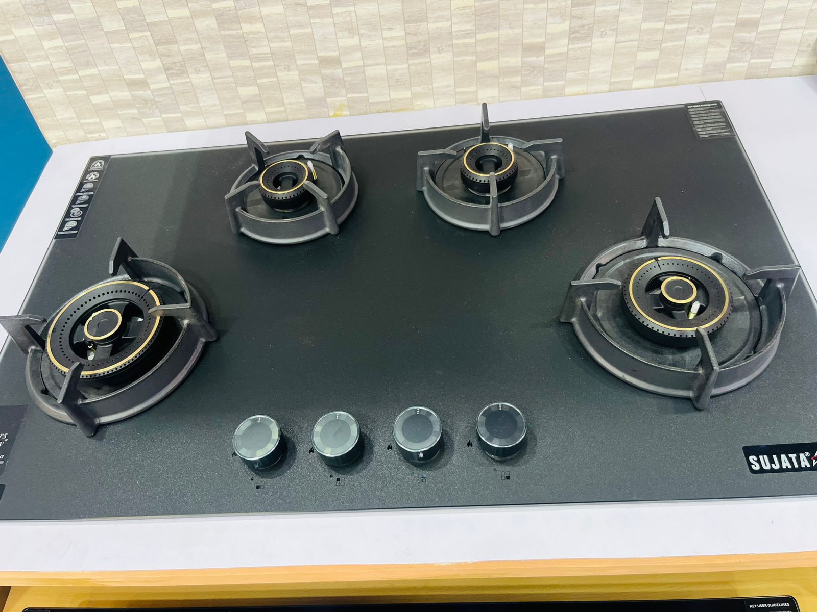 Sujata Hob Gas Stove 4 Burners Glass Top